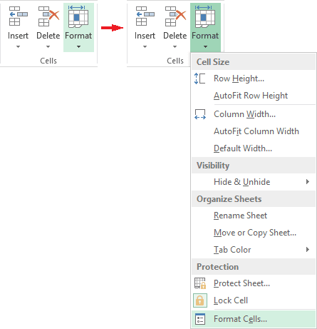 Cells group in Excel 2013