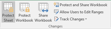 Protect Sheet button in Excel 2016
