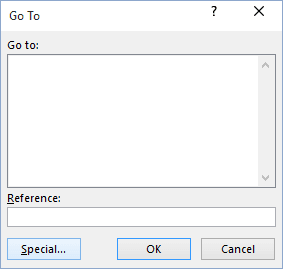 Go To in Excel 2016 Go To in Excel 2016