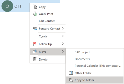Copy to Folder in Outlook 365