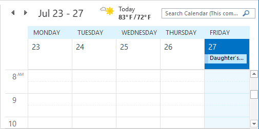 Calendar Event in Outlook 2016 Calendar Event in Outlook 2016