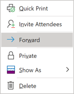 Forward a Calendar Event in Outlook 365