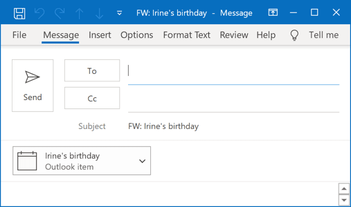 Calendar Event as attachment in Outlook 365
