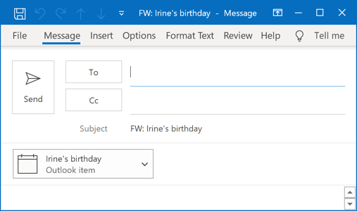 Calendar Event as attachment in Outlook 365 Calendar Event as attachment in Outlook 365