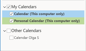 Navigation pane in Calendar view Outlook 365
