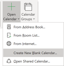 Create New Blank Calendar in Outlook 365