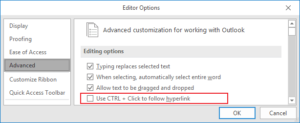 Editor Options Outlook 2016 Editor Options Outlook 2016