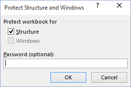 Protect Structure and Windows in Excel 2016