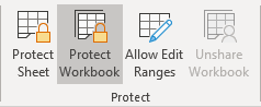 Protect Workbook button in Excel 365