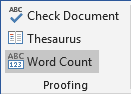 Word Count in Word 2016