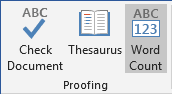 Word Count in Word 2016