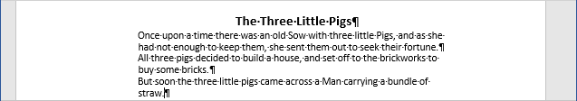 Example of paragraph symbols in Word 365