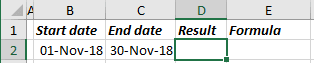 Count day of week between two dates in Excel 2016