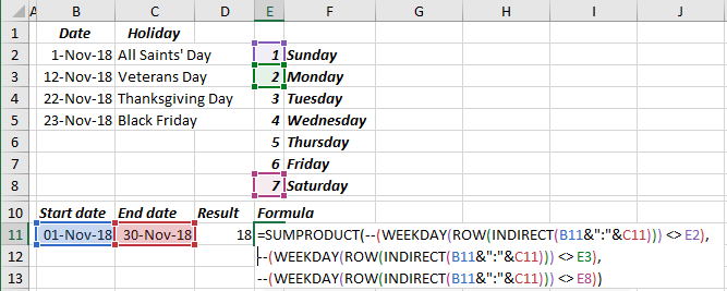 Long formula SUMPRODUCT in Excel 2016