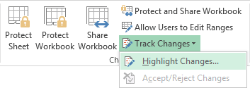 Highlight Changes in Excel 2013