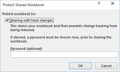 Protect Shared Workbook in Excel 2016