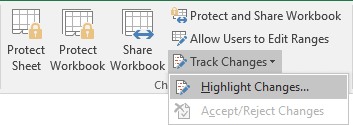 Highlight Changes in Excel 2016