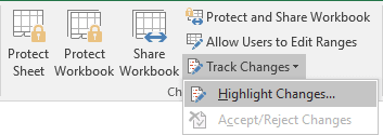 Highlight Changes in Excel 2016 Highlight Changes in Excel 2016