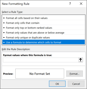 Use a formula to determine which cells to format in Excel 365