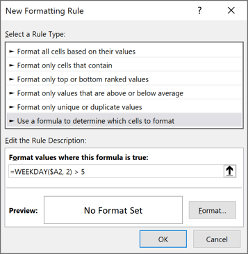 Formula in Format values where this formula is true Excel 365