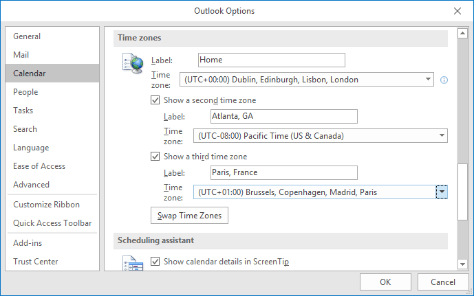 Customize time zones in Outlook for Microsoft 365 Customize time zones in Outlook 365