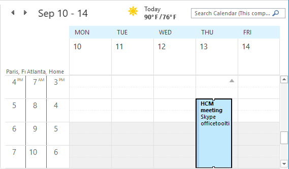 Time zones in Outlook 2016