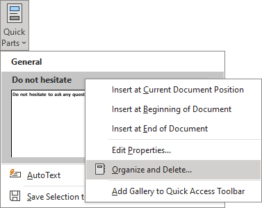 Organize and Delete Building Block in Outlook for Microsoft 365 Organize and Delete Building Block in Outlook 365