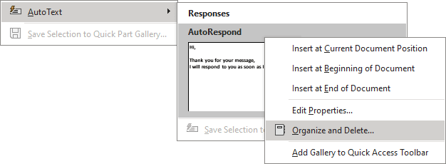 Organize and Delete AutoText in Outlook for Microsoft 365 Organize and Delete AutoText in Outlook 365