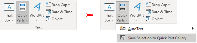 Quick Parts in Classic ribbon Outlook 365
