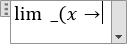 An equation with a limit 1 in Word 2016 An equation with a limit 1 in Word 2016