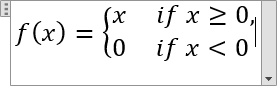 A system of linear equations or linear system in Word 2016