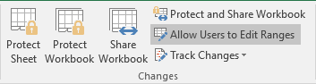 Changes group in Excel 2016