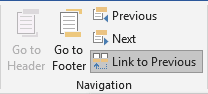 Footers for different sections in Word 2016