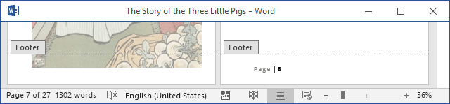 Hidden page number in Word 2016