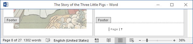 Page after number 7 in Word 2016