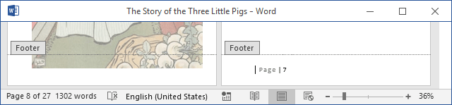 Page after number 7 in Word 2016 Page after number 7 in Word 2016