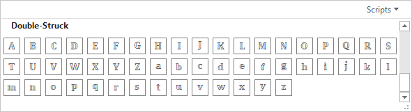 Double-Struck in equations Word 365