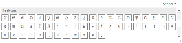 Fracturs in equations Word 2016