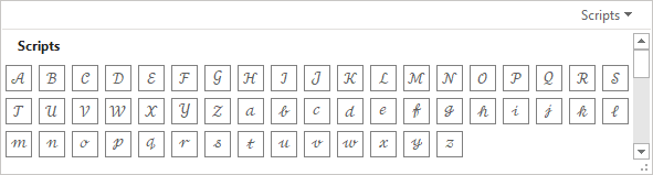 Scripts in equations Word 365