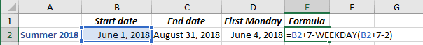 Next Monday in Excel for Microsoft 365 Next Monday in Excel 365