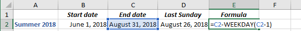 Sunday before some date in Excel for Microsoft 365 Sunday before some date in Excel 365