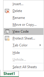 View Code spreadsheet in Excel 2016