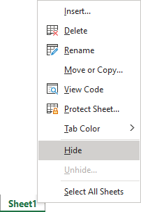 Hide spreadsheet in Excel for Microsoft 365 Hide spreadsheet in Excel 365