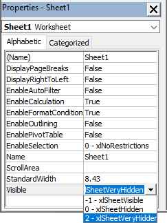 spreadsheet Properties in Excel 365