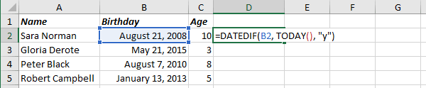 Number of complete years in the period in Excel for Microsoft 365 Number of complete years in the period in Excel 365