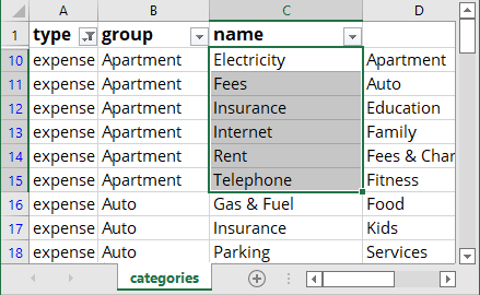 Example of spreadsheet in Excel 365 Example of spreadsheet in Excel for Microsoft 365