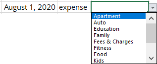First drop-down list in Excel 365
