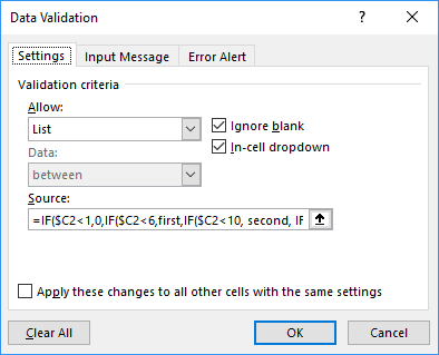 Data Validation in Excel 2016