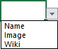 Example of drop-down list in Excel 2016