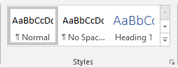 Styles group in Word 365 Styles group in Word for Microsoft 365